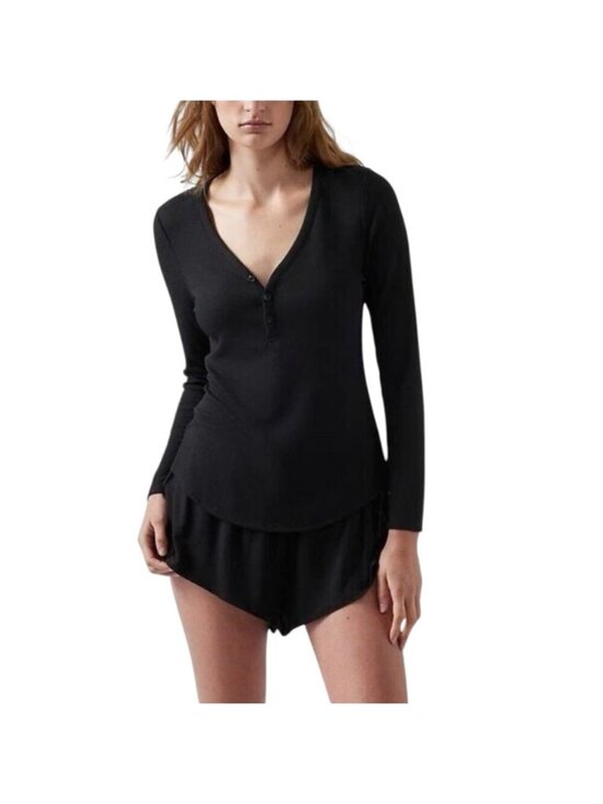 Athleta Other - Athleta Women's Wind Down Sleep Top Henley Large Black Modal Soft Stretch NWT